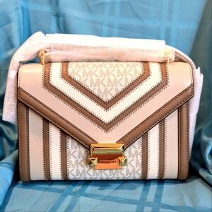 🆕 MICHAEL KORS Whitney Medium Crossbody Vanilla Combo